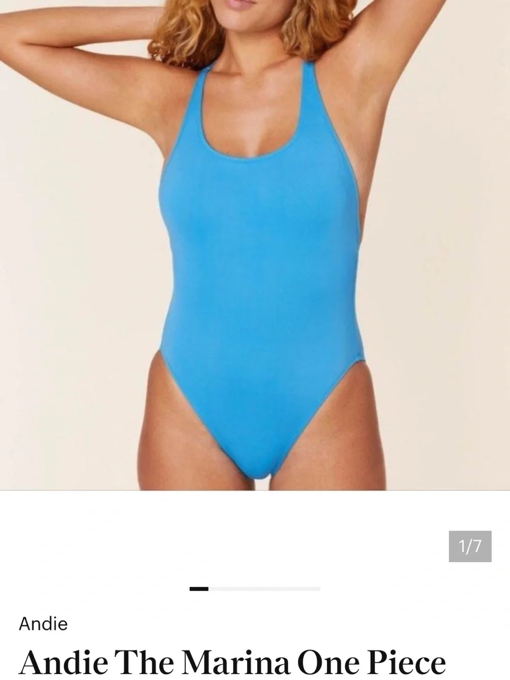 Andie Marina One-Piece Swimsuit, Bright Turquoise Blue, Size MT